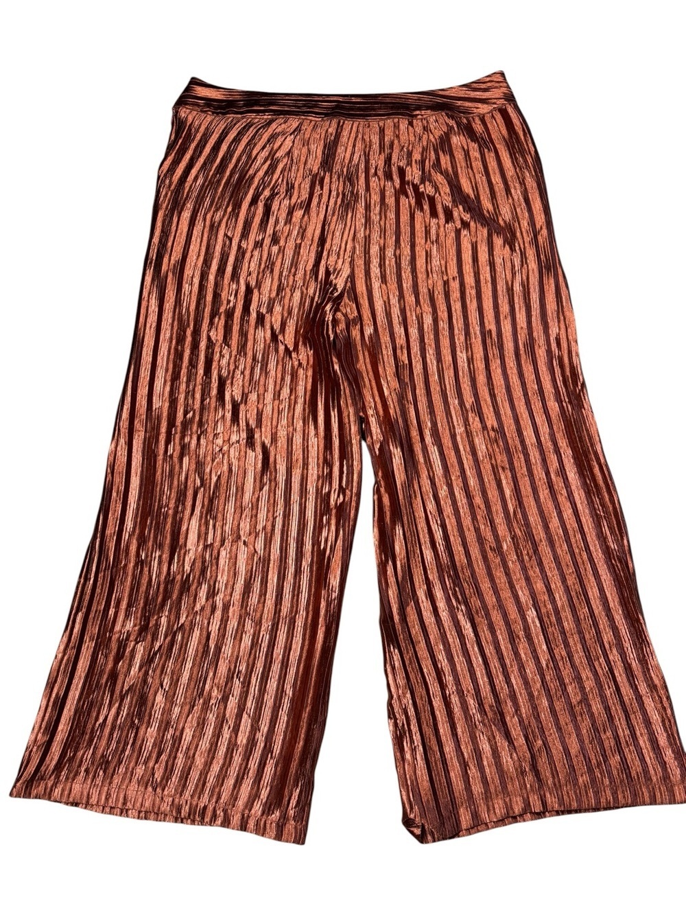 Anthropologie Guapa Naomi Pleated Metallic Pants In Rust Size 2X - Picture 3 of 7